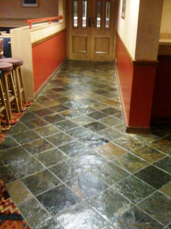Slate floor in a Working mans club renovated by Tile Doctor Warwickshire